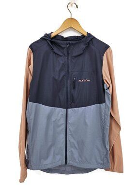 NWOT Flylow Davis Jacket Mens S Womens M Windbreaker Grey Blue Nylon